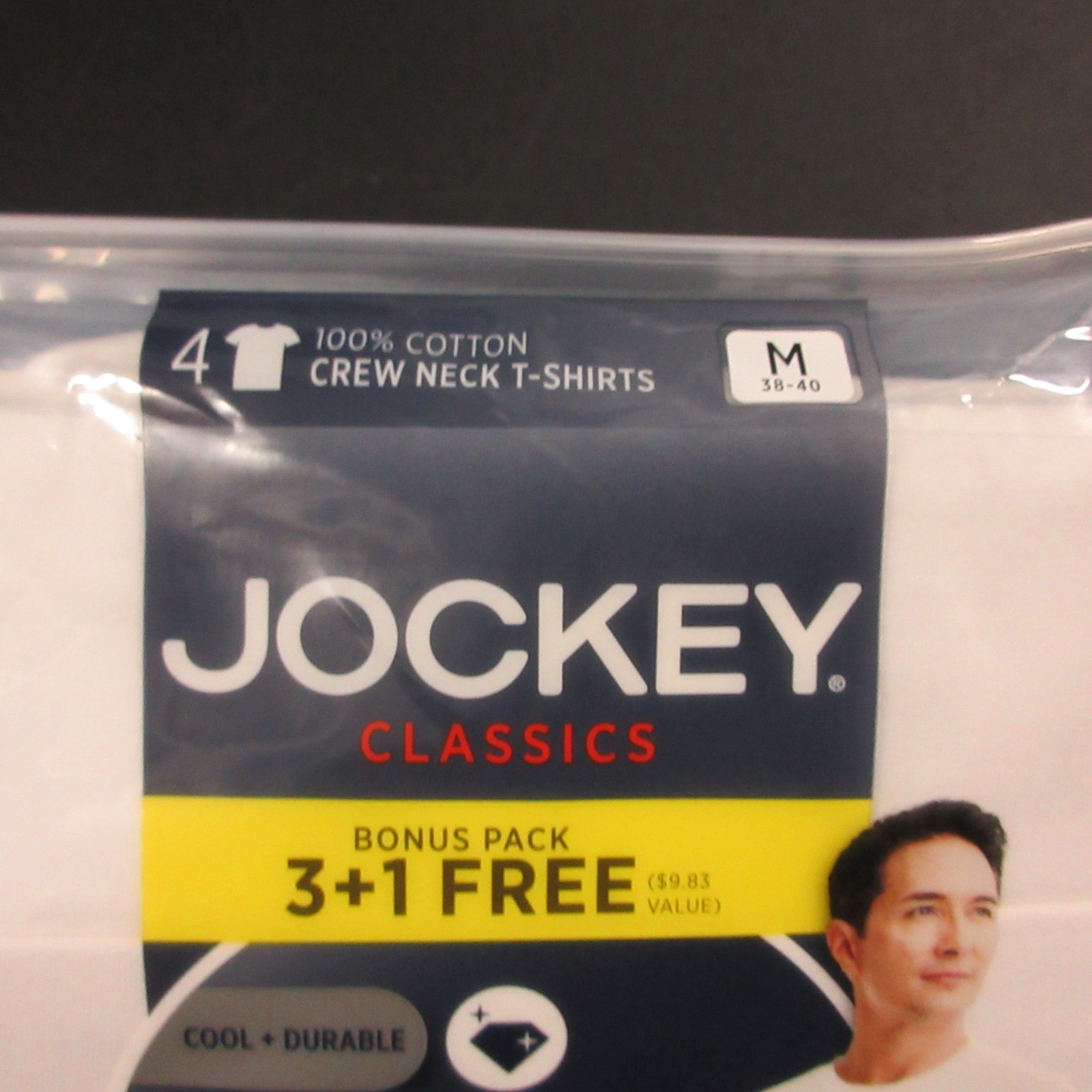 New Jockey Men’s Classic 4-Pack Crew Neck T-Shirt Medium M Staycool Cotton Cool