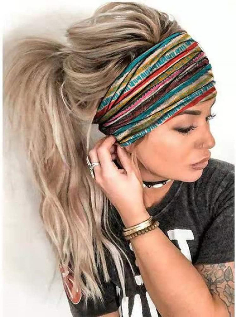 3 Pack Women Wide Elastic Head Wrap Headband Sports yoga Hair Band