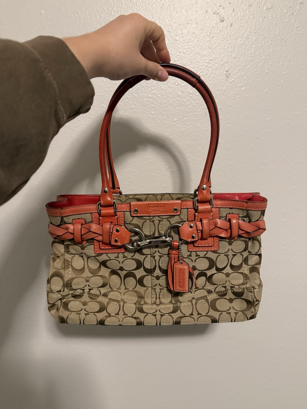 Y2K Coach Hampton Signature Shoulder Satchel Top Handle Bag f15665