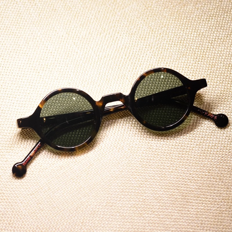 Round John Lennon sunglasses men tortoise glasses green glass sunglasses SMALL