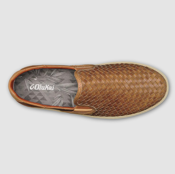 BEST SELLER OluKai Laeahi Lauhala Men’s Woven Leather Shoes Fox Casual Comfort