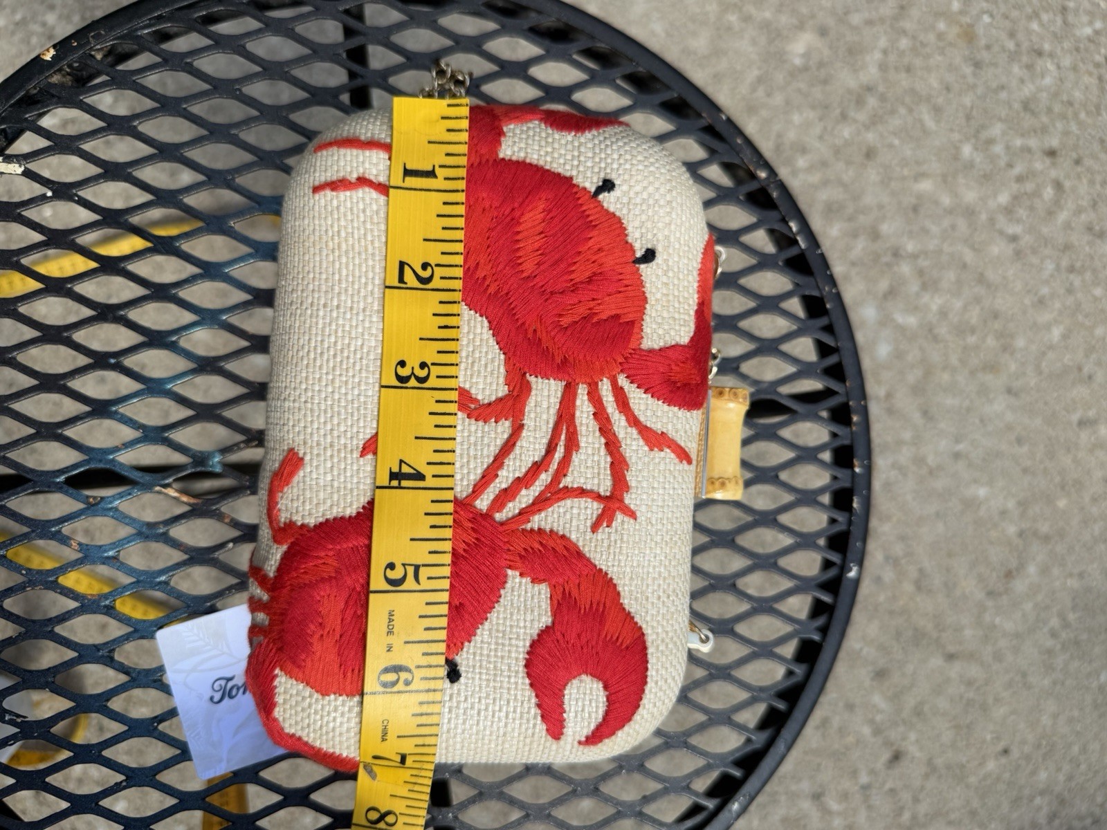 NWT Tommy Bahama Embroidered Crab Clutch Bag Purse w/ Rhinestoned Crab Hair Clip