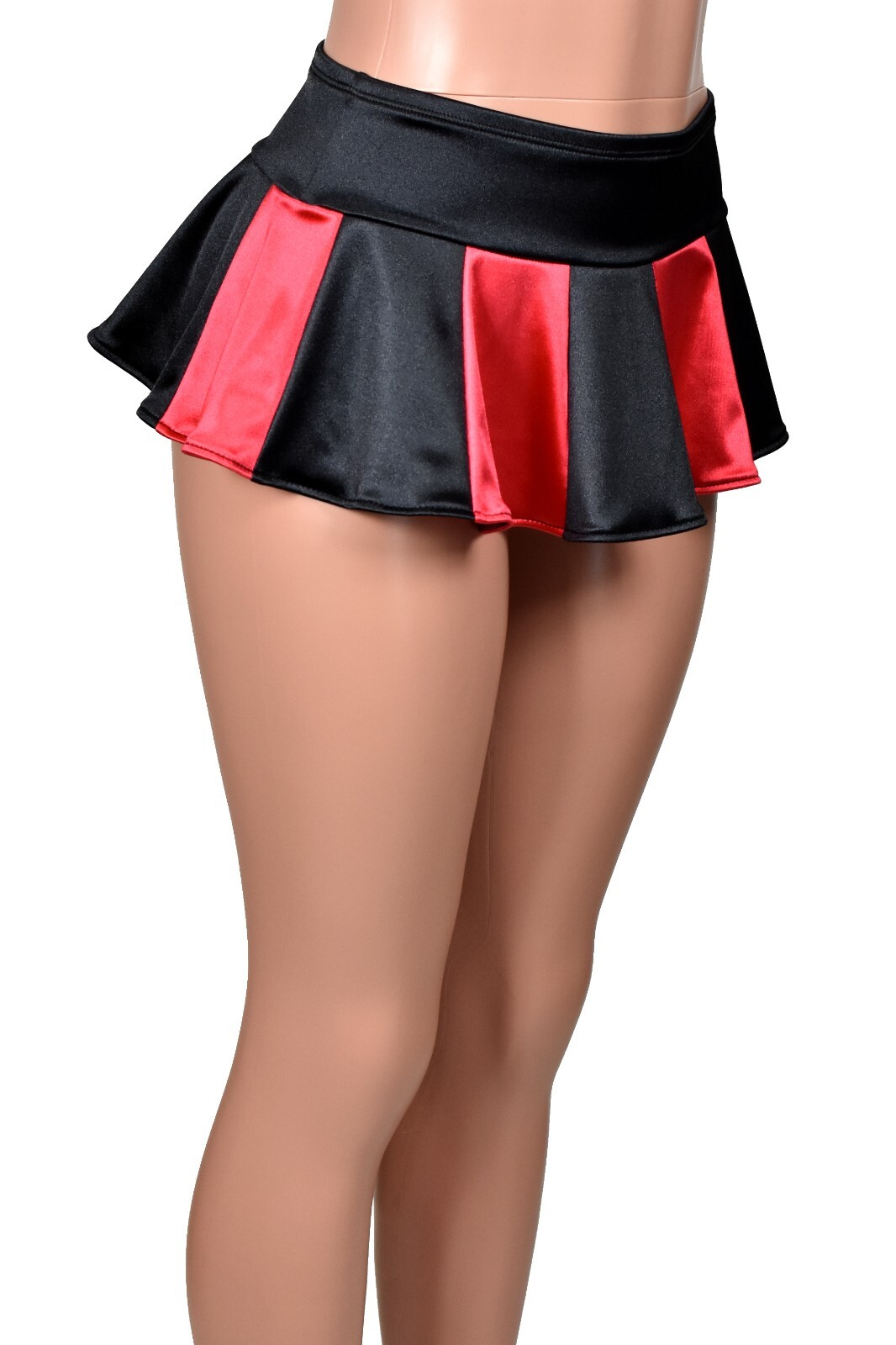 Black Red Stretch Satin Micro Mini Skirt XS S M L XL 2XL 3XL lingerie plus size