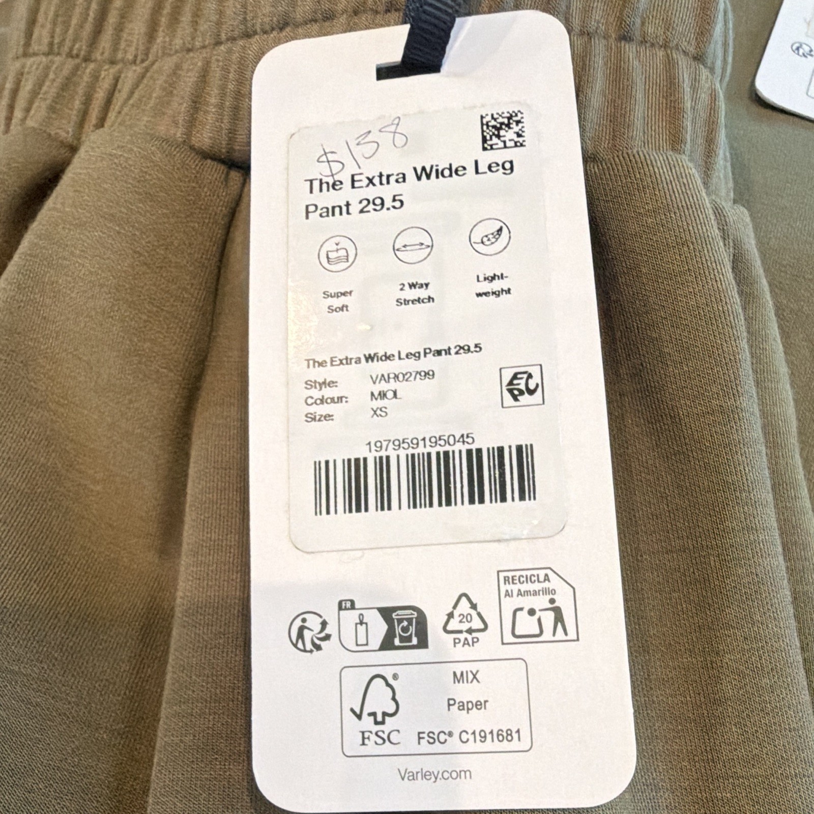 Varley Betsy Sweatshirt S + Wide-Leg Pants XS 2pc Set Green Mock Neck