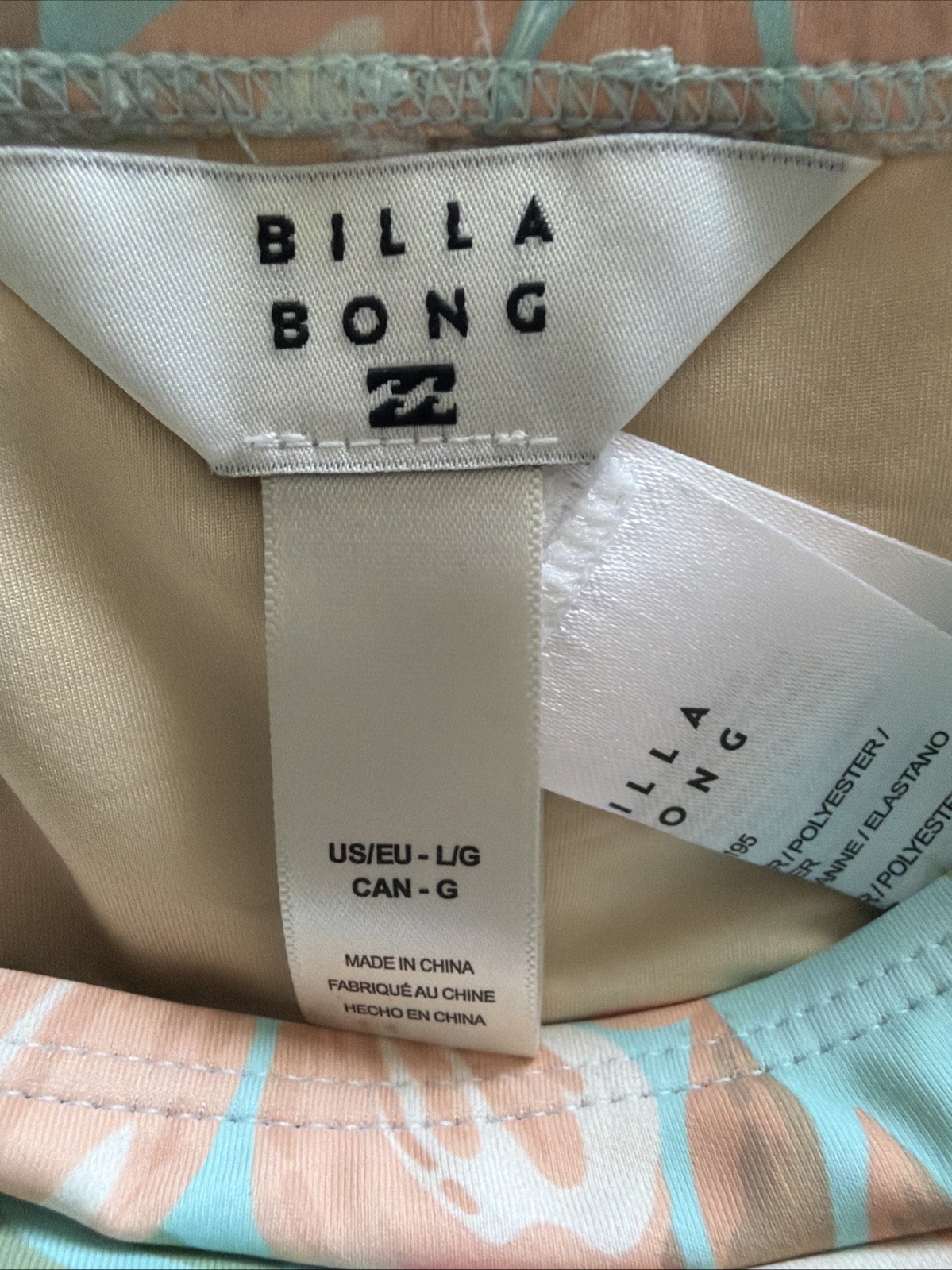 NWT Billabong Beach Babe Triangle Top Bikini Set Moderate Tropical Aqua $99 L