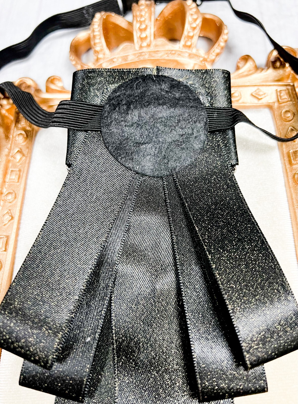 Black Bow Tie, Formal Event Necktie, Black Crystal Tie, Adjustable Necktie