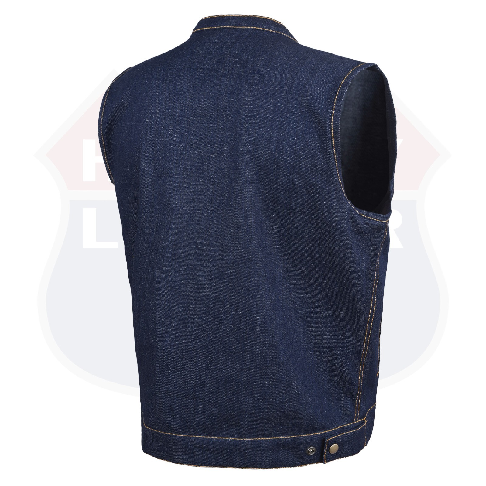 HL21687 Men’s Denim Vest in Blue with Contrast Stitching – 100% Cotton Classic