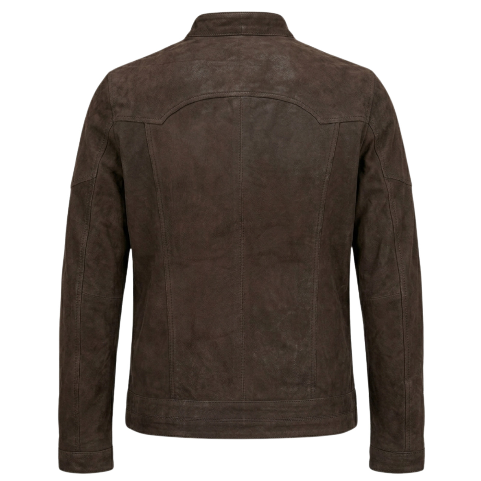 Men’s Brown Snuff Nubuck Leather Jacket – Slim Fit Style Biker Jacket
