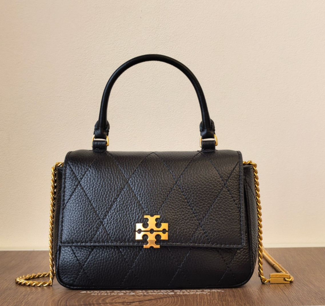 TORY BURCH MINI CHARLIE QUILTED TOP-HANDLE CROSSBODY FLEMING SOFT TOTE BLACK