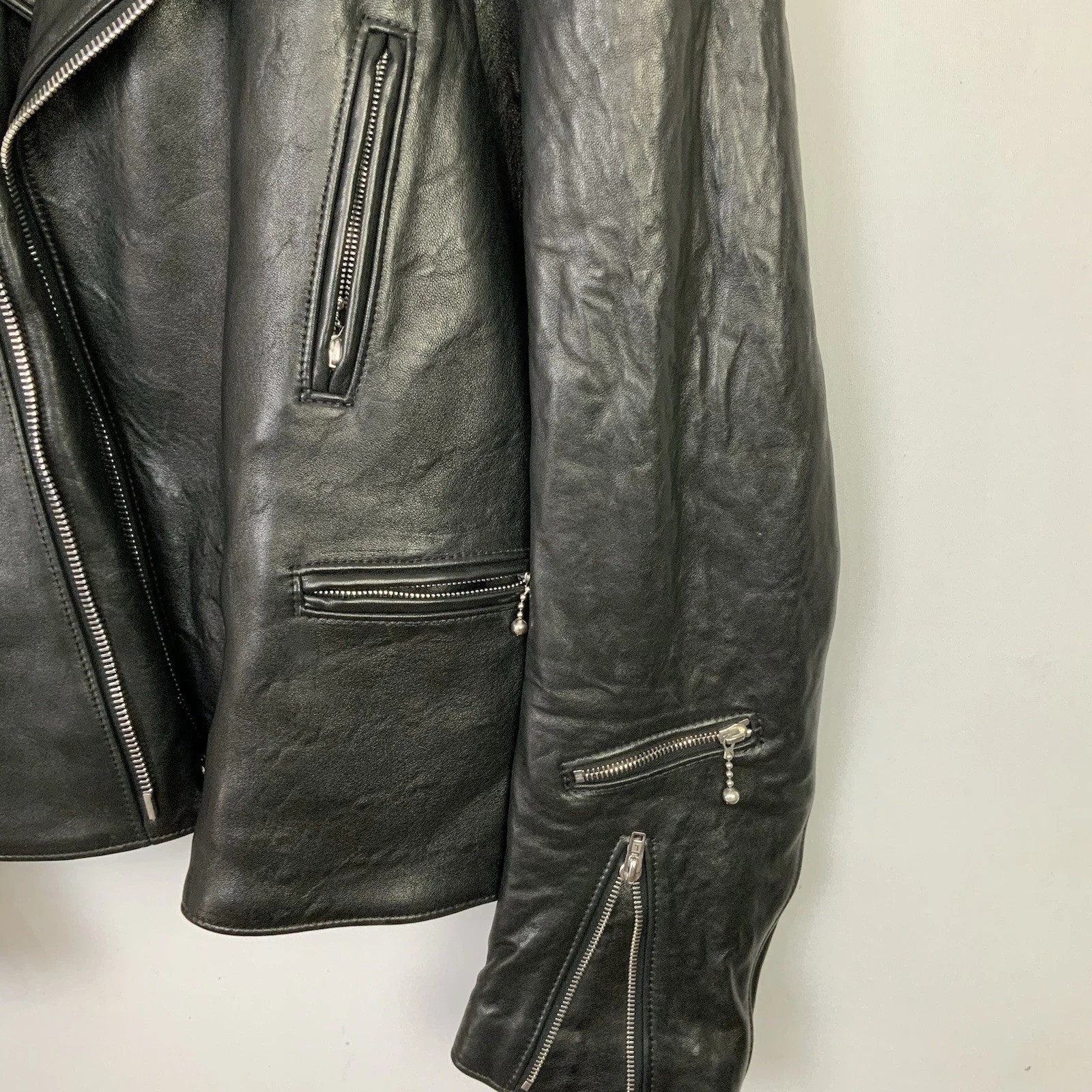 Lewis Leathers Aviakit Lightning 402 Black Leather Moto Jacket Mens 44 2XL