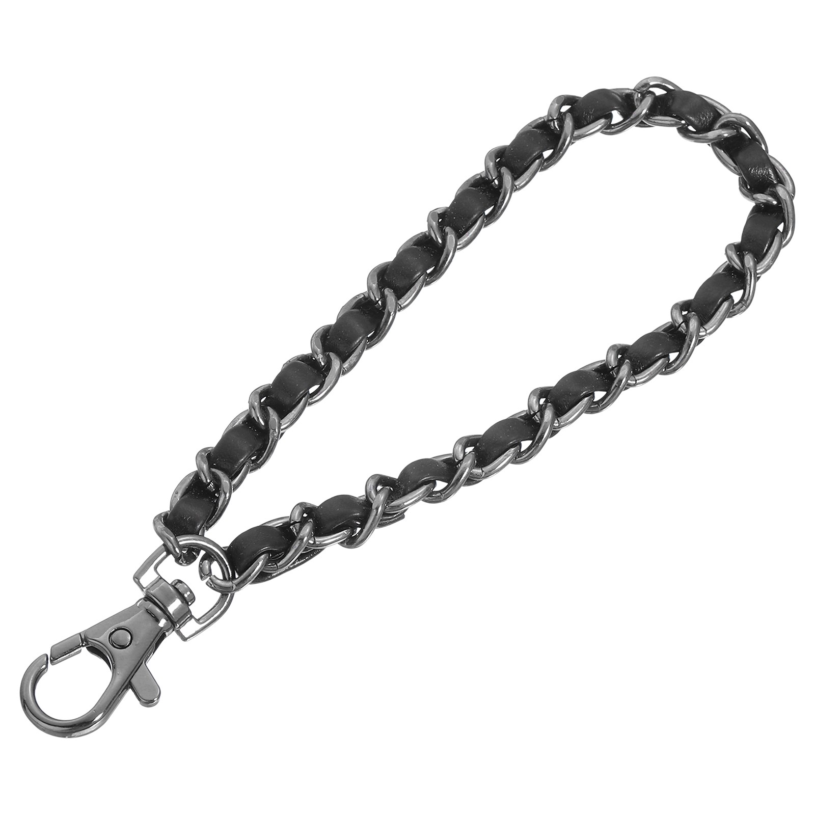 Leather Wristlet Strap 7″ Hand Wrist Lanyard Bag Key Chain Black