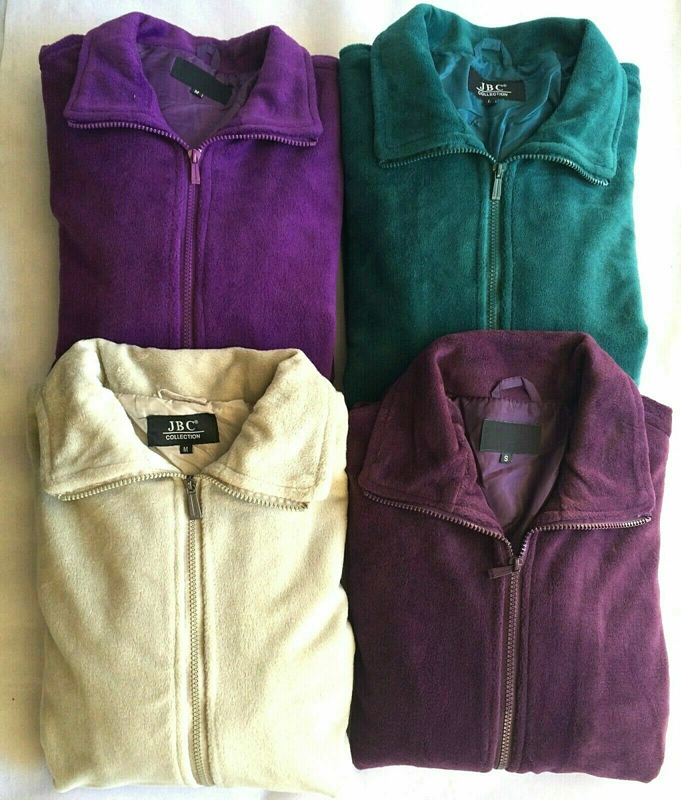 Men’s Zip Up Fleece Jacket Warm No Hood Long Sleeve Pockets XS S M L XL XXL XXXL