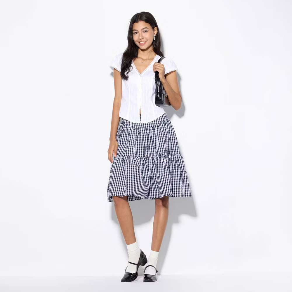 Women Mini Cap Sleeve Button-Front Blouse – Wild Fable White XS