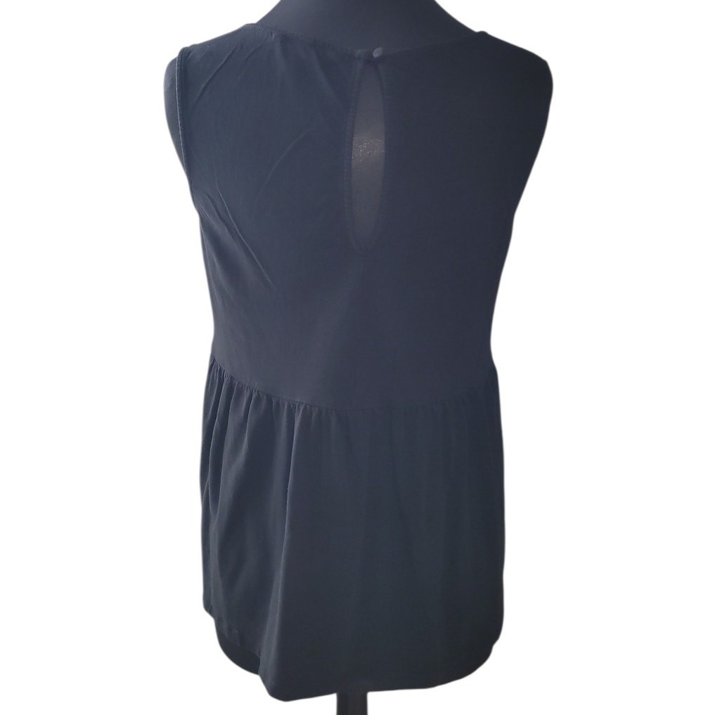 Victoria’s Secret Y2K Black Gold Embellished Blouse Deep V Babydoll Rocker M