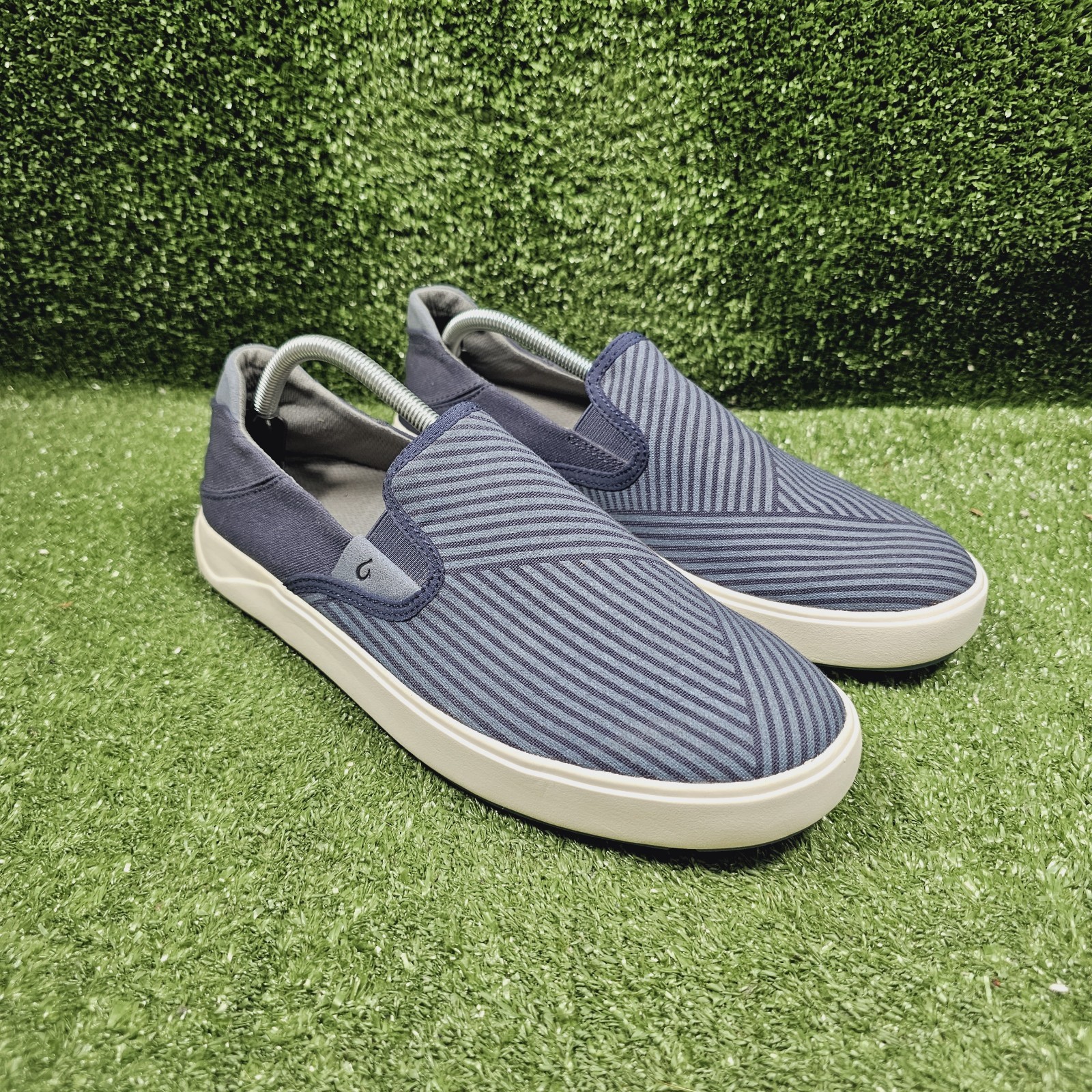 OluKai Lae’ahi Lole Blue Canvas Drop Heel Slip On Comfort Loafers Mens 10.5