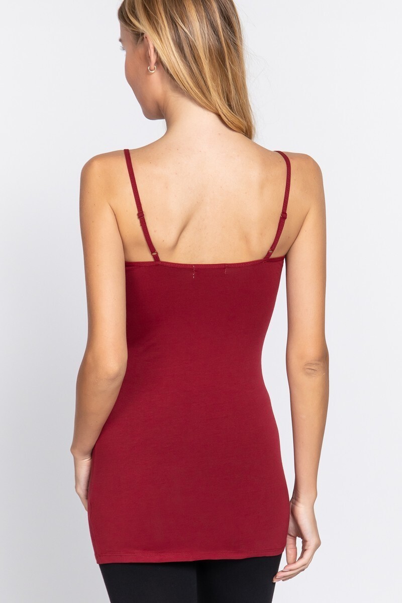 Womens Long Camisole Tank Top Cami Tunic Cotton Layering Plain Solid Basic