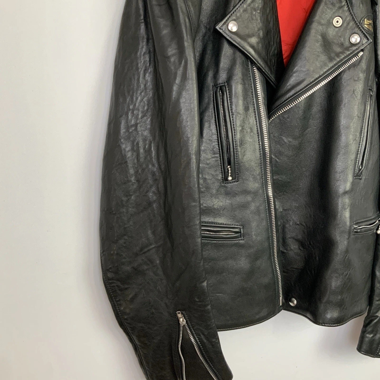 Lewis Leathers Aviakit Lightning 402 Black Leather Moto Jacket Mens 44 2XL