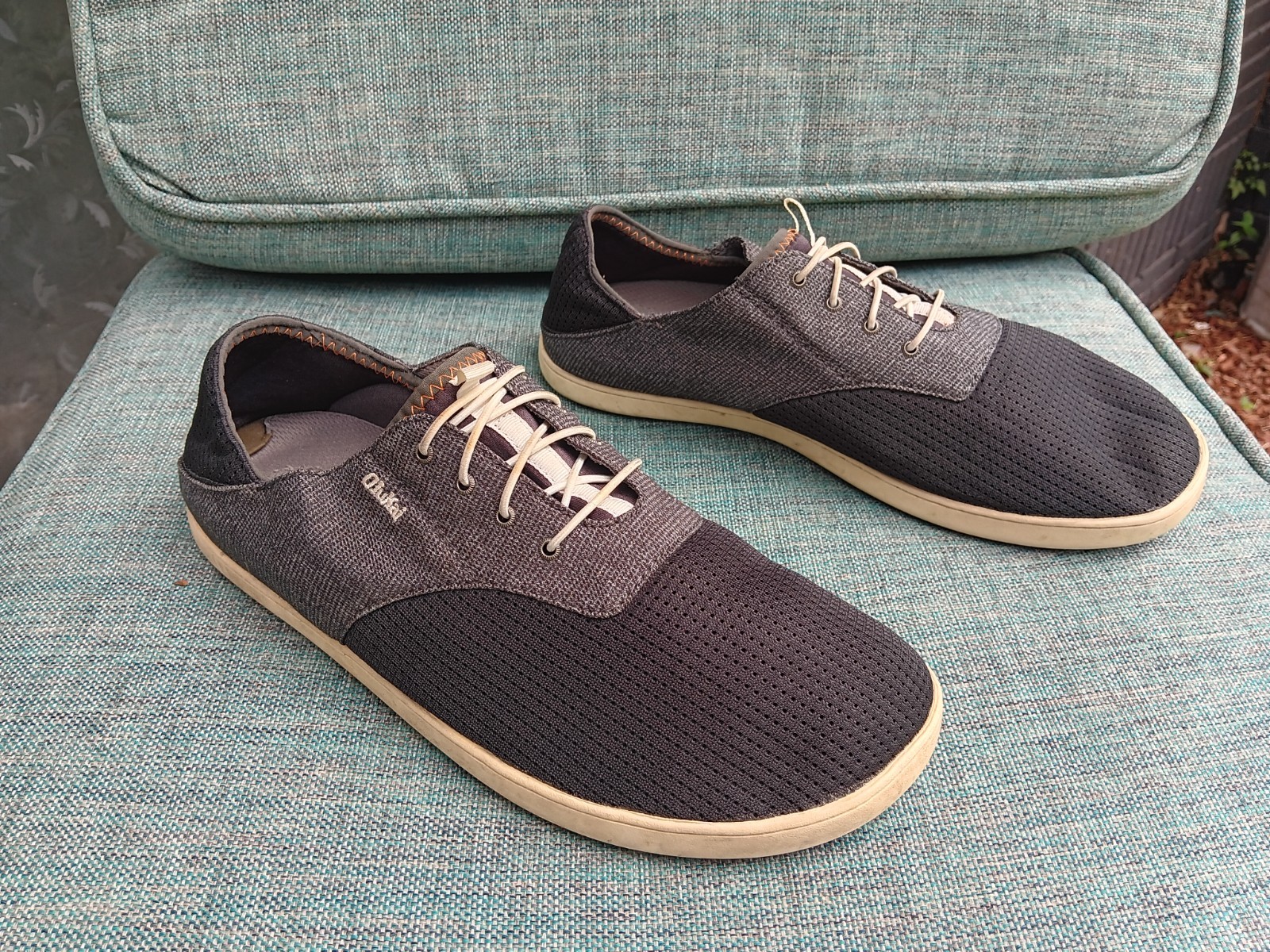 OluKai Shoes Nohea Moku Mens 11 Gray Mesh Comfort Casual Boat Beach Sneaker