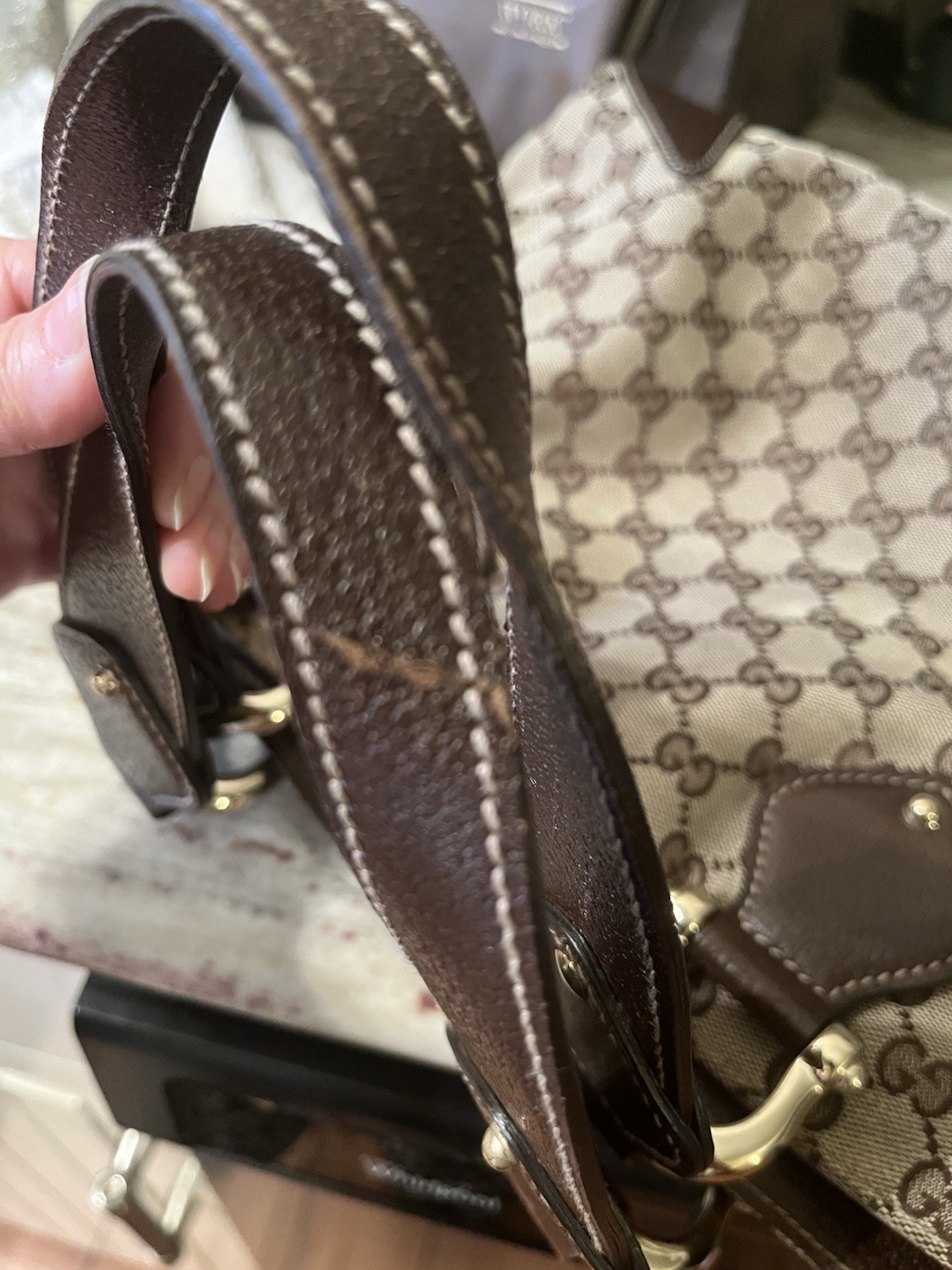 Authentic Small Gucci Canvas Abbey Tote