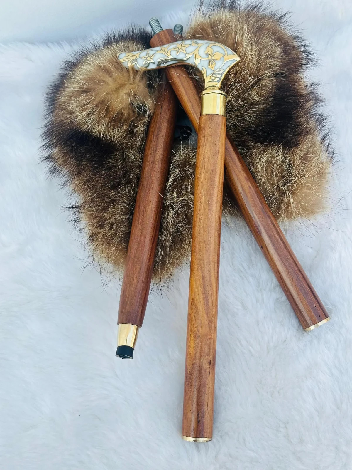 Handcrafted Floral Brass Cane Handle – Vintage Decorative Walking Stick Top