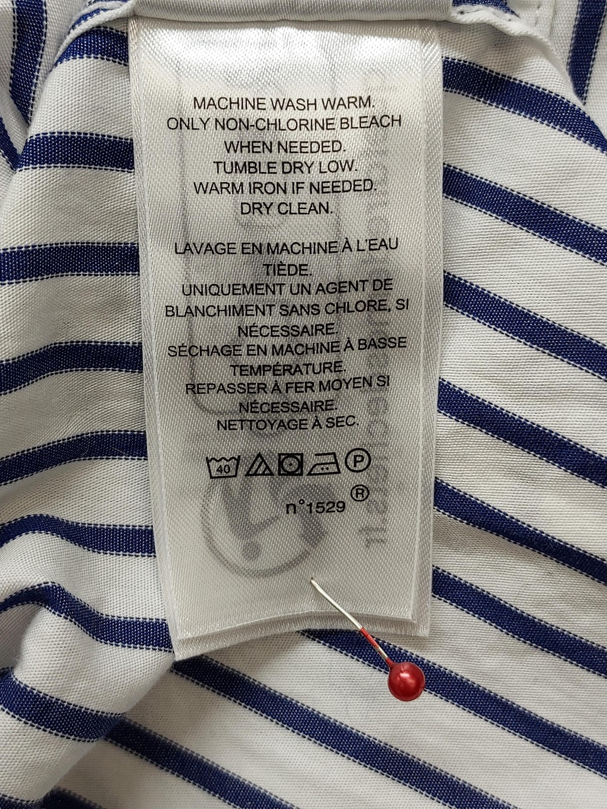 Lauren Ralph Lauren Shirt Womens Large White Blue Striped Button Up Long Sleeve