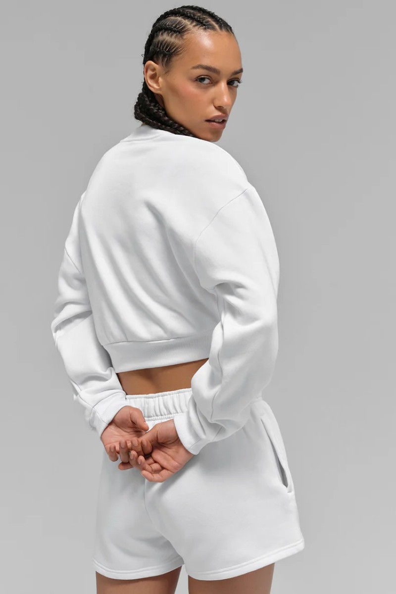NEW AIo Yoga Sports Set Cropped Accolade Crewneck Pullover+Shorts Suit Women Set