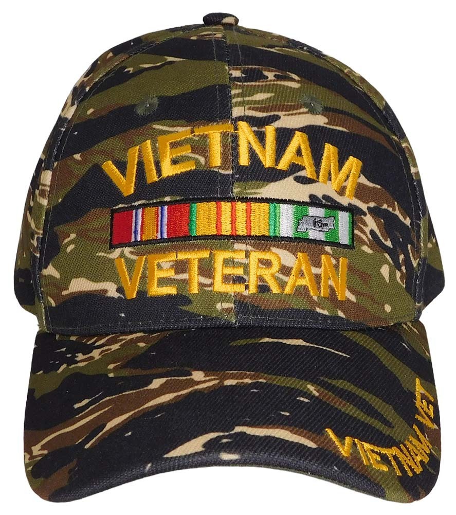 Vietnam Veteran Ribbon Woodland Camouflage Acrylic Embroidered Hat Cap Licensed