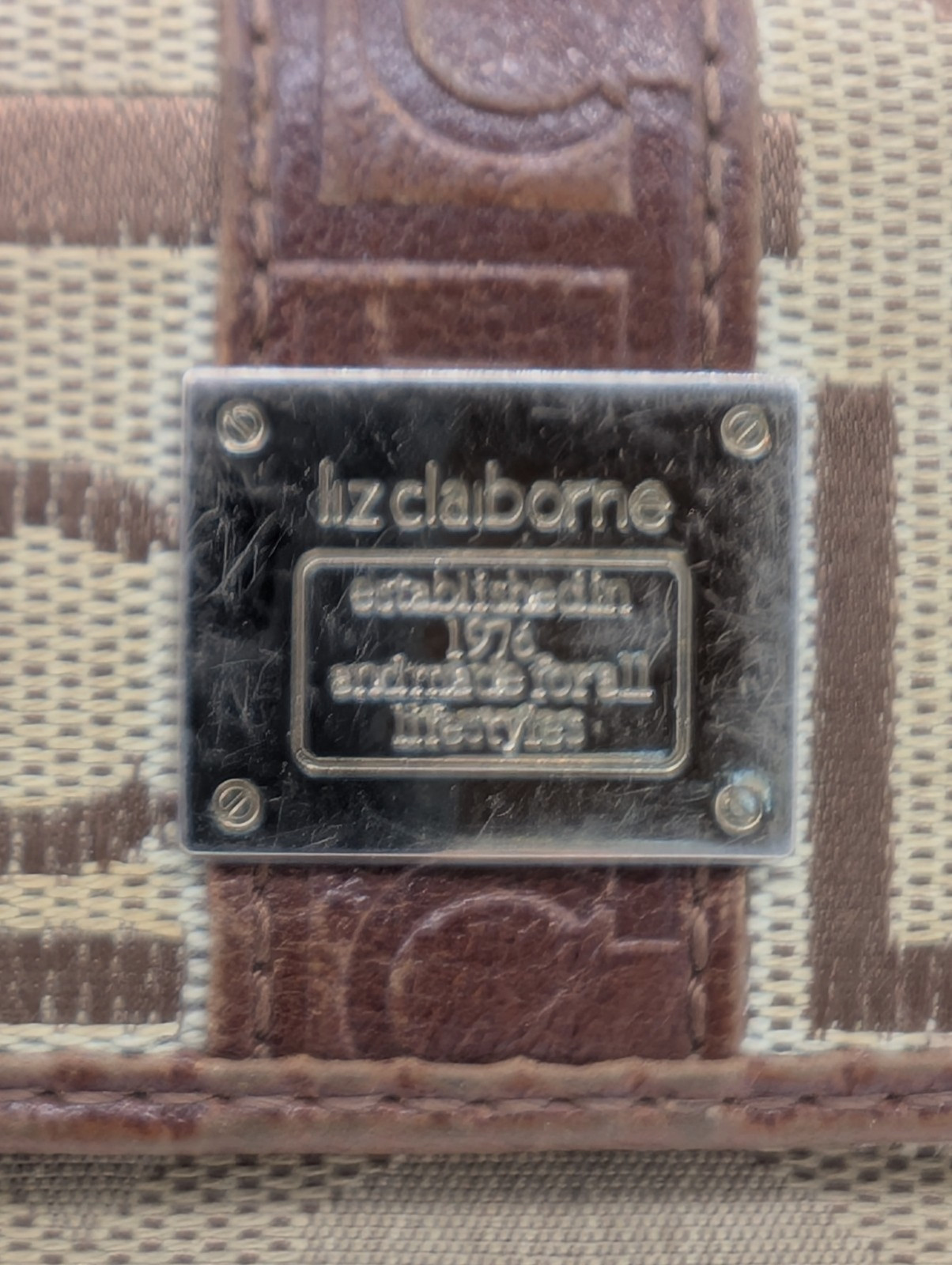 Liz Claiborne Wallet Trifold Brown Monogram Vintage – Some Wear and Tear as Show