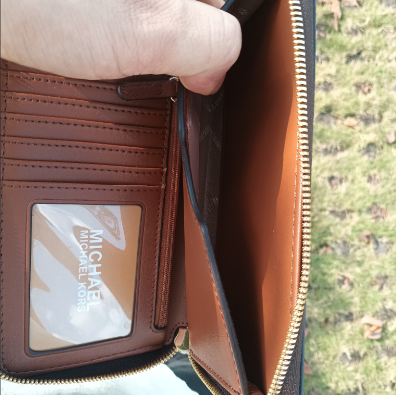 Michael Kors Travel Large Flat MF Phone Case Wristlet Women Wallet Brown