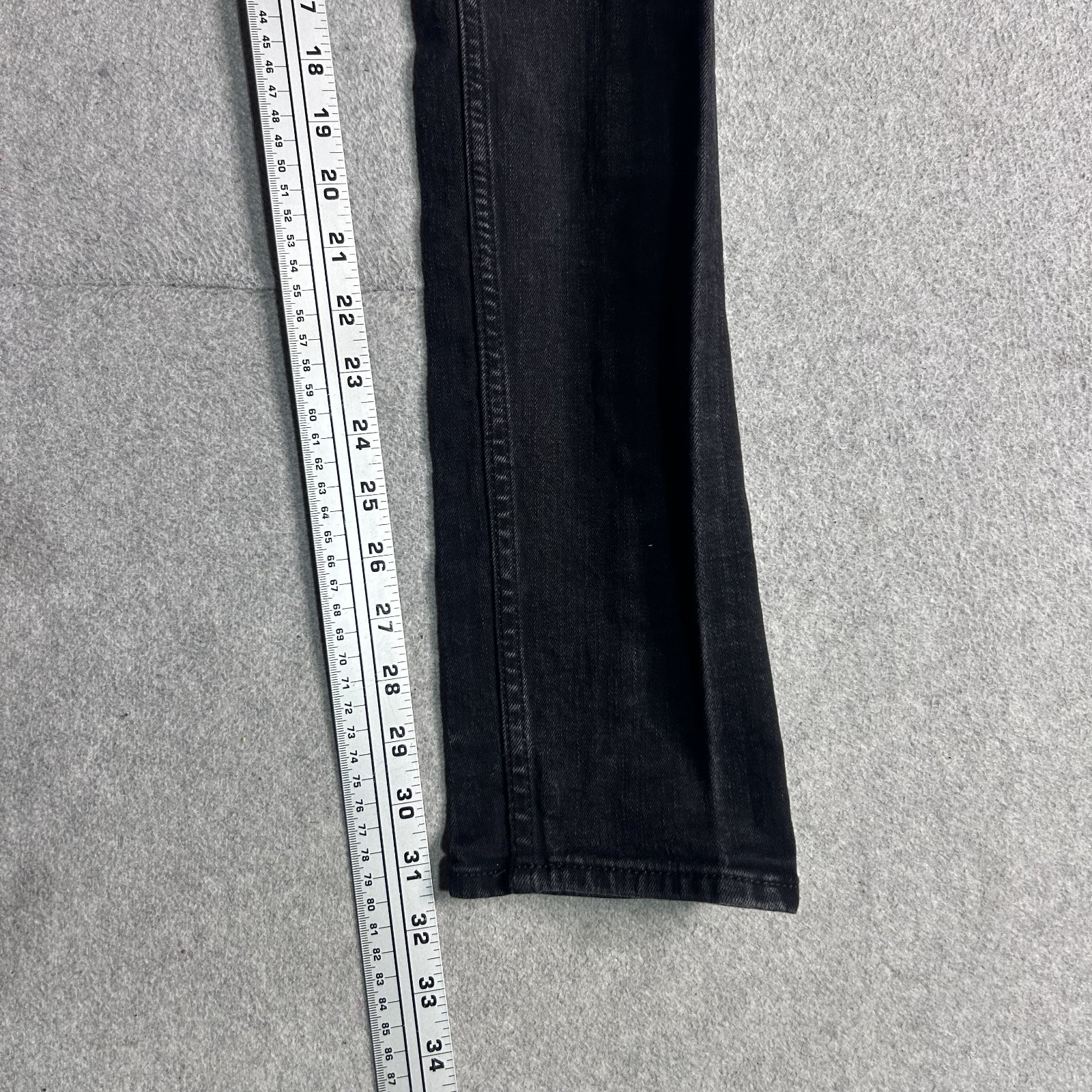 H&M Jeans Skinny Leg Mens 34 X 34 Black Distressed Stretch Denim