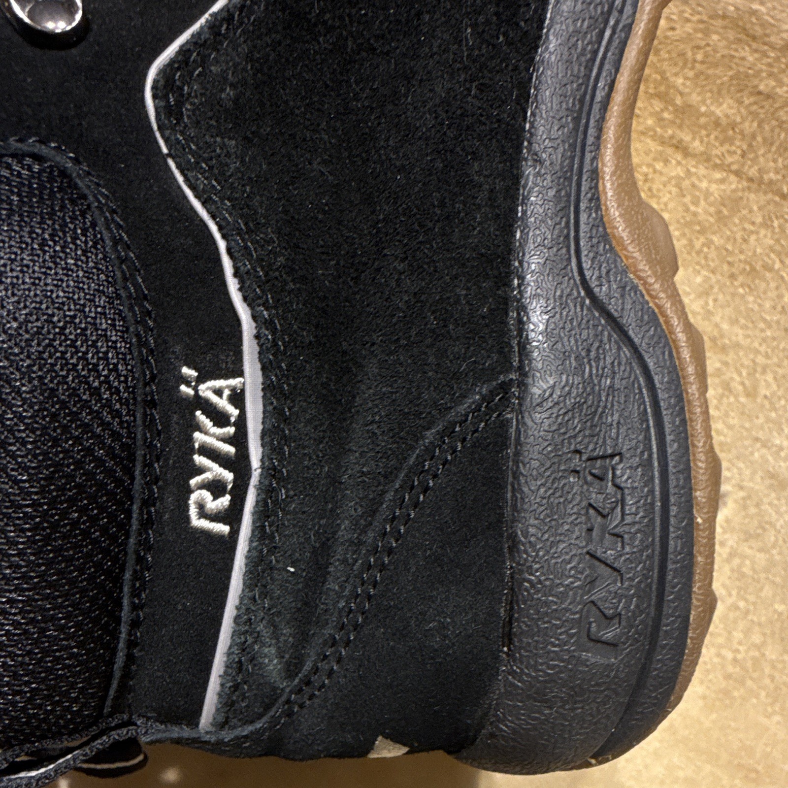 Ryka Terrain Hiking Ankle Boots Black Suede Leather US 7.5W Waterproof Lace Up