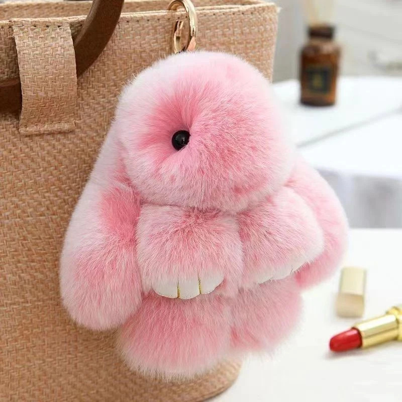 Cute Charm Key Chain Bag pendant Plush Bunny Toy Rabbit Fur Doll Gifts Keychain