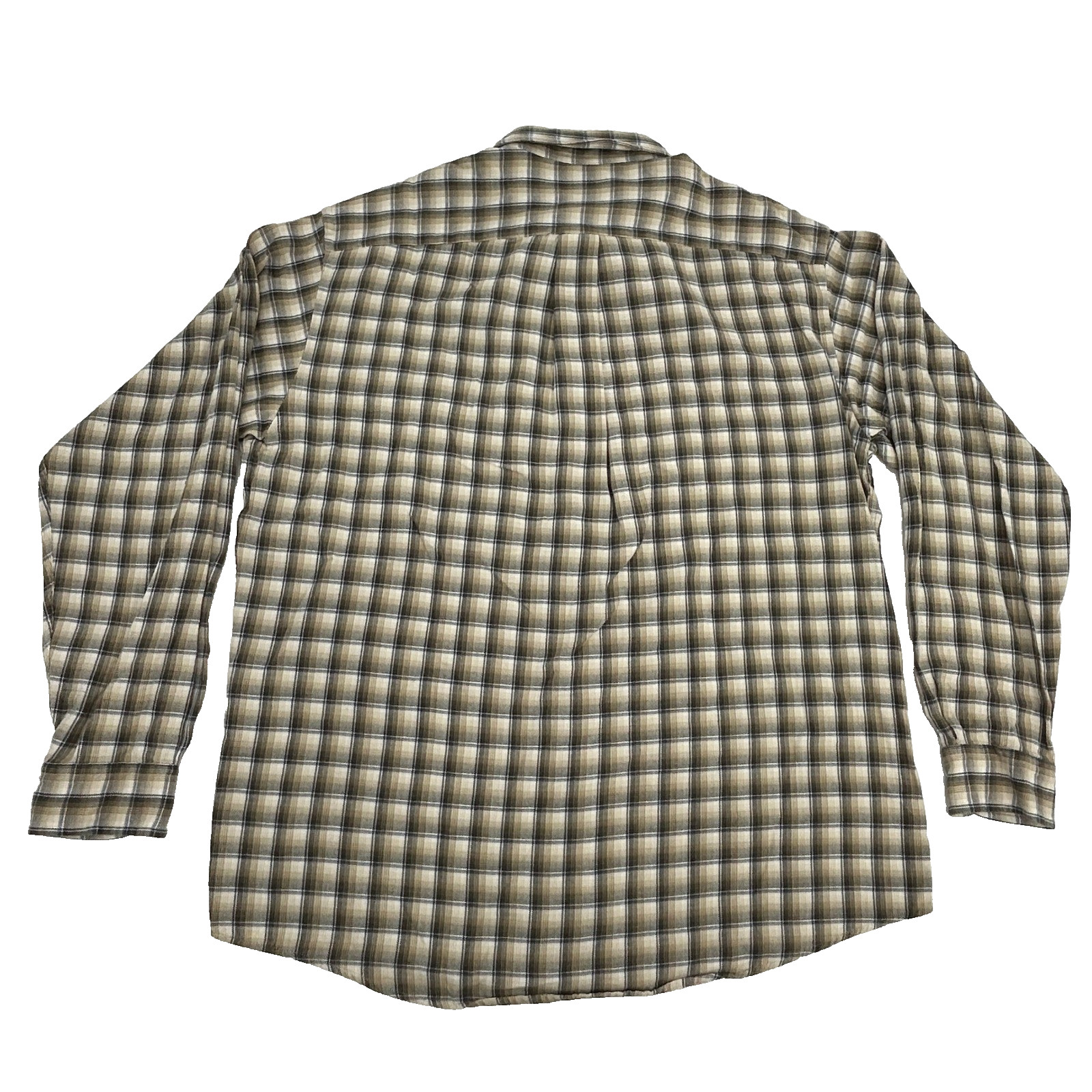 J. Crew Oarsman Shirt Men’s Large Beige White Plaid Long Sleeve Button Up