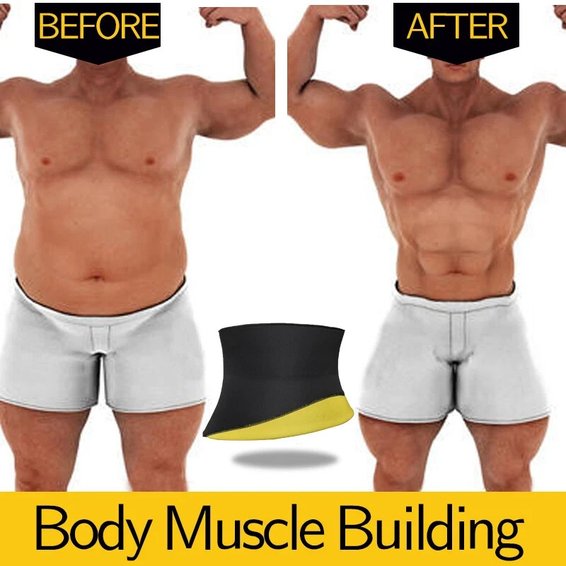 Mens Neoprene Sauna Sweat Waist Trainer Belt Tummy Slim Body Shaper Fat Burner