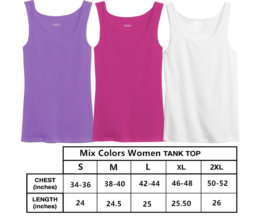 3 Pack Women 100% Cotton Basic Ribbed Tank Top Sleeveless Shirts Mix Colors