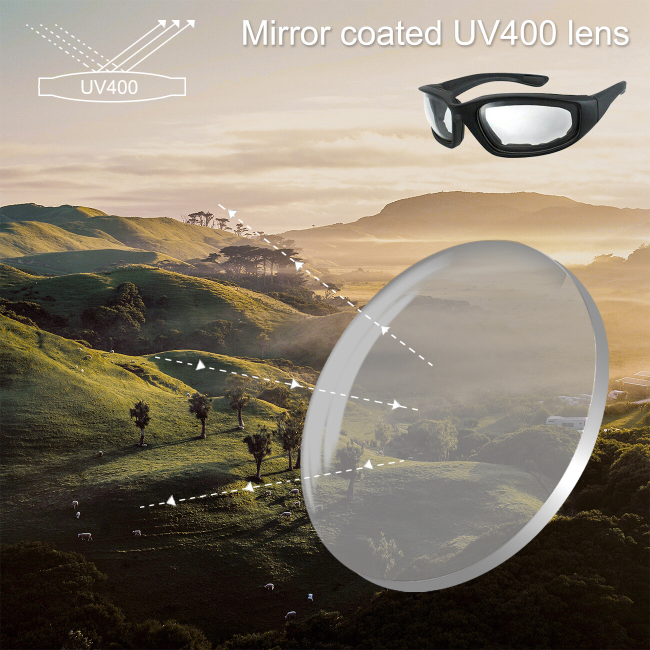 Motorcycle Riding Sunglasses Eye Goggles Bike Glasses Outdoor UV400 Clear Lens
