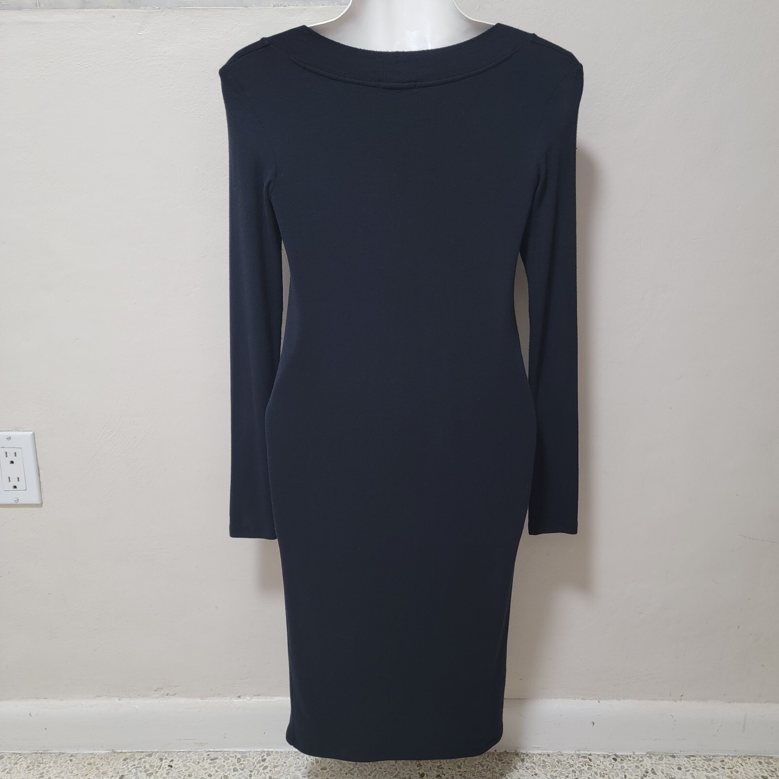 ATM Anthony Thomas Melillo Dress Black Ribbed Knit Bodycon Stretchy Sweater S
