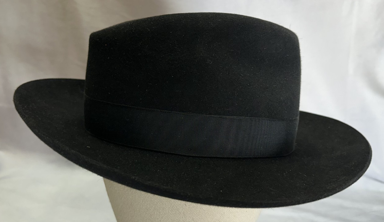 VINTAGE MAYSER CLASSIC Hutmacher Seit 1800 FEDORA BLACK GERMANY SIZE 57 – PREOWN