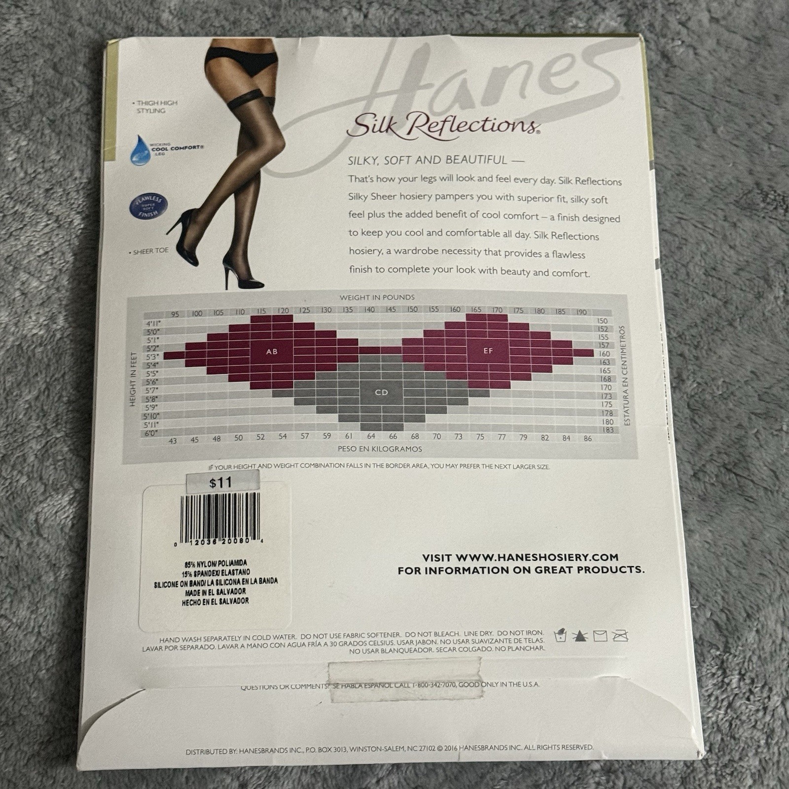 Hanes Silk Reflections Silky Thigh Highs Sheer Toe Women’s Sz AB Barely Black