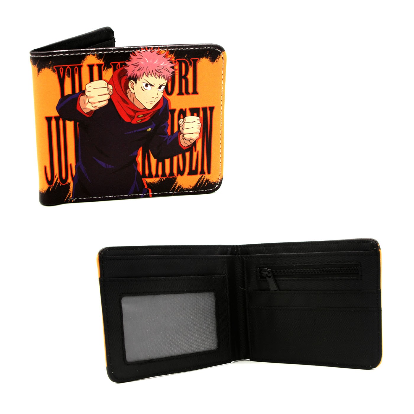 YUJI ITADORI ORANGE Jujutsu Kaisen 4 in. Bi Fold Wallet (Anime Credit Card)