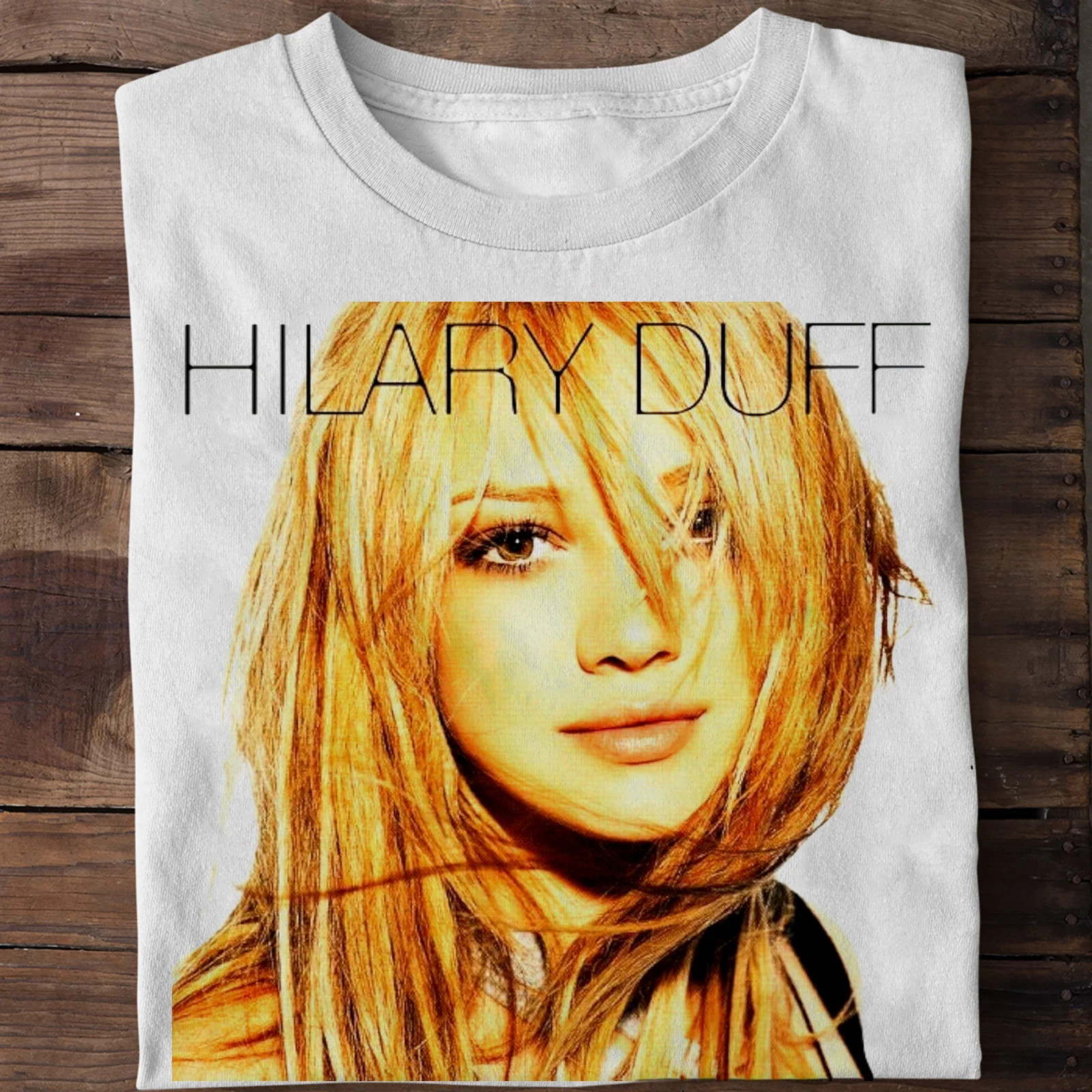 Hilary Duff Vintage Pop Singer Graphic Shirt White Tee