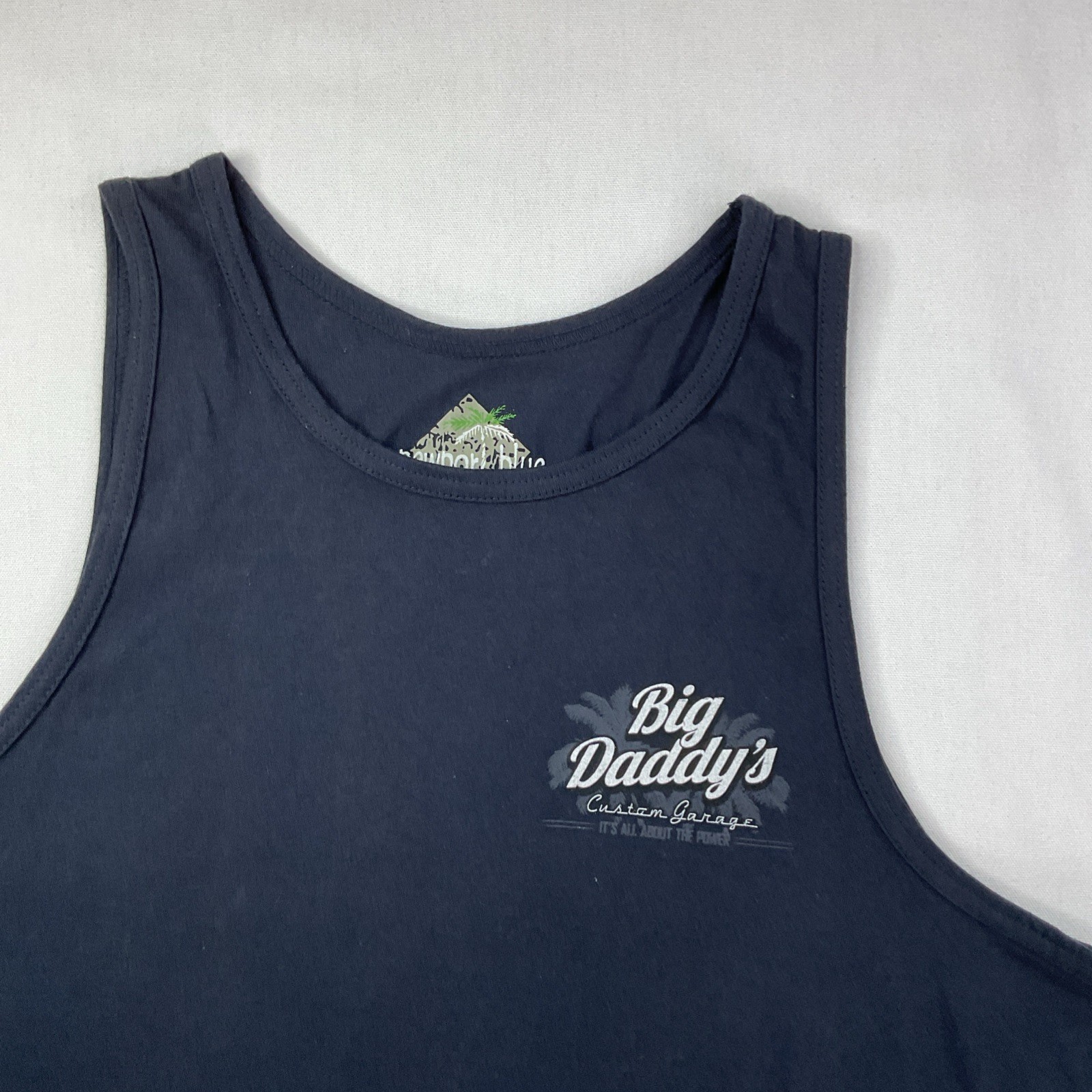 Big Daddy Garage Tank Top Men Sz L Newport Blue Graphic Tee Custom Cars NWT