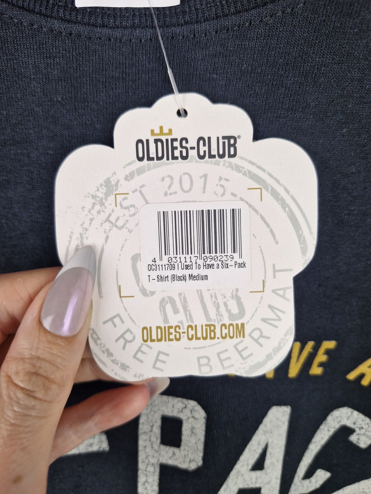 Oldies Club Mens Graphic T Shirt Medium BNWT Black Funny Beer Casual Cotton Tee