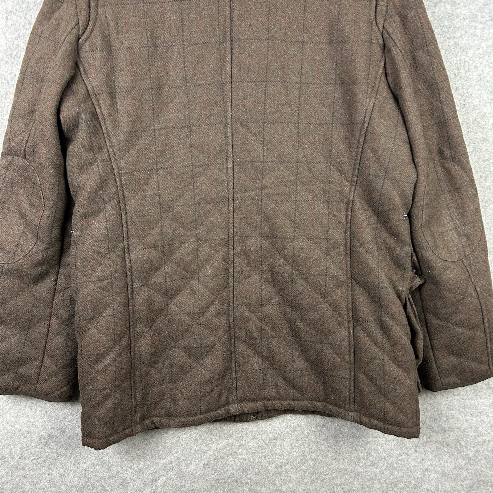 Savile Row Company Tweed Coat Mens XL Brown Overcoat Jacket Wool Blend Zip