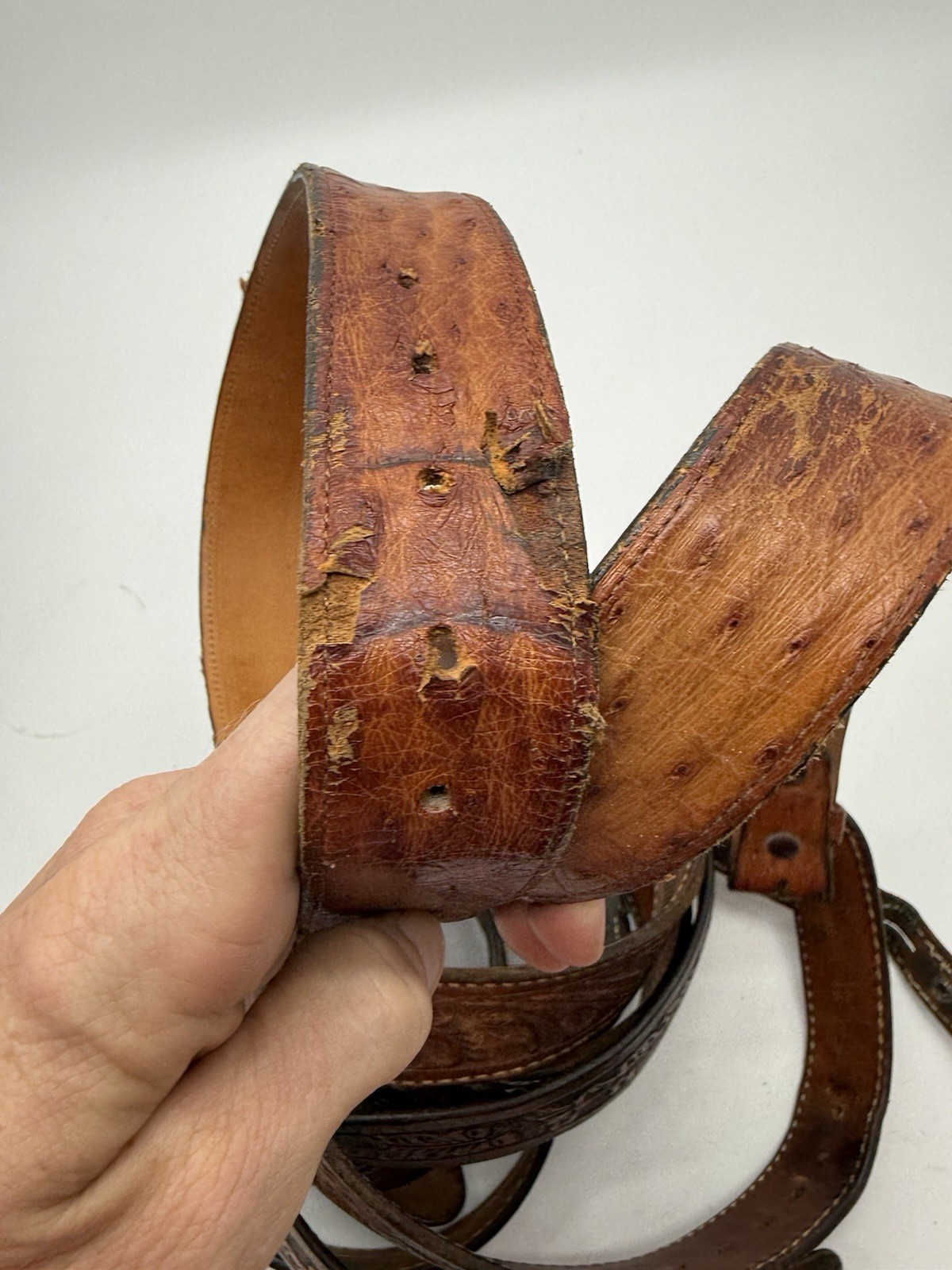 Lot of 5 Leather Belts Vintage Western Style Buckle Replacement Parts See Photos