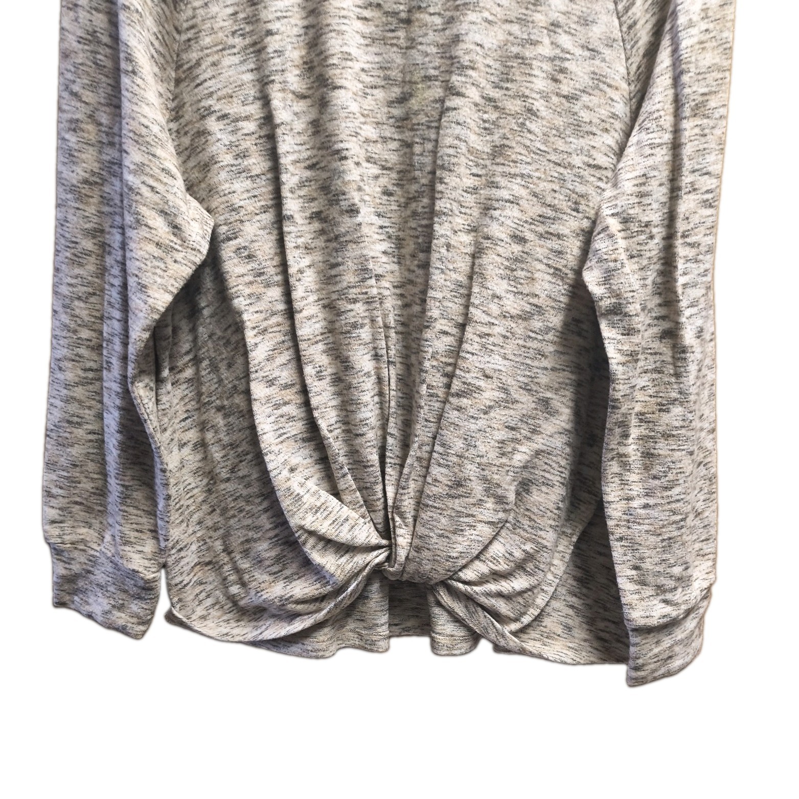 Time and Tru Womens 2XL Tan Space Dye Twist Front Long Sleeve Pullover Top