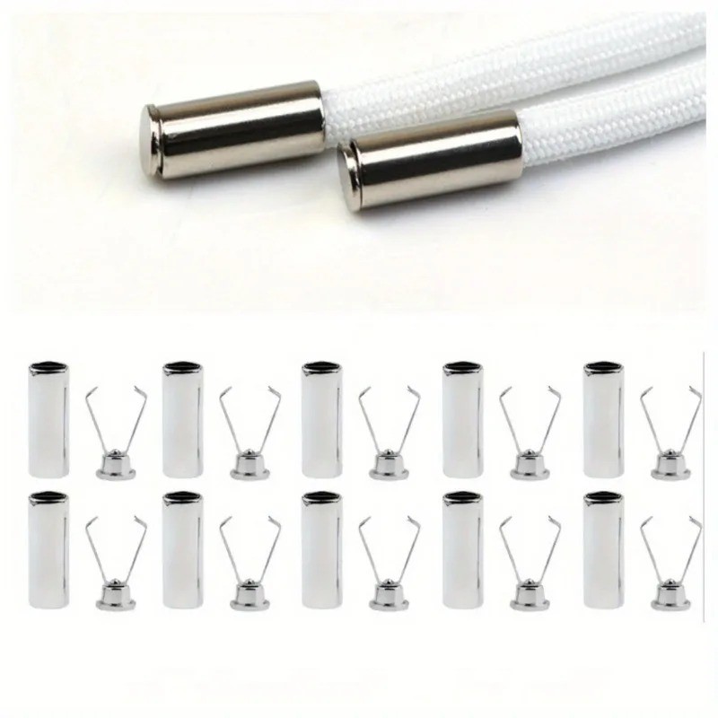10pcs Metal Cord Locks Aglets Shoelace Tips Hoodie Drawstring Buckles DIY UK