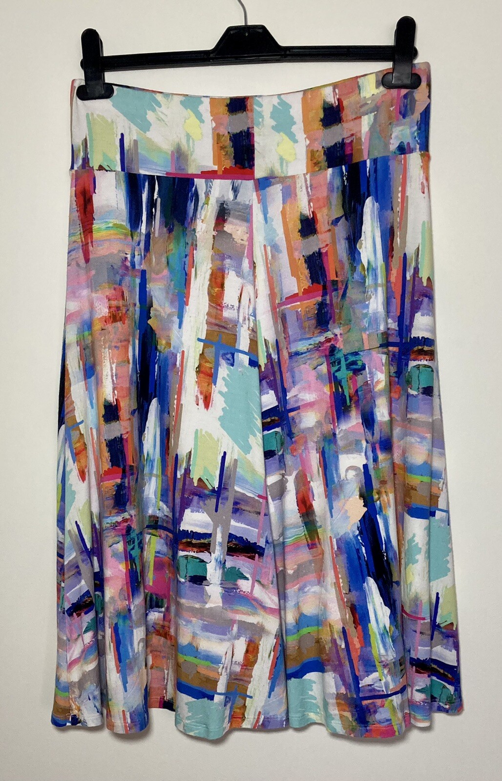 David Nieper Fully Lined Paint Strokes Print Stretch Midi Skirt Size 12 Viscose