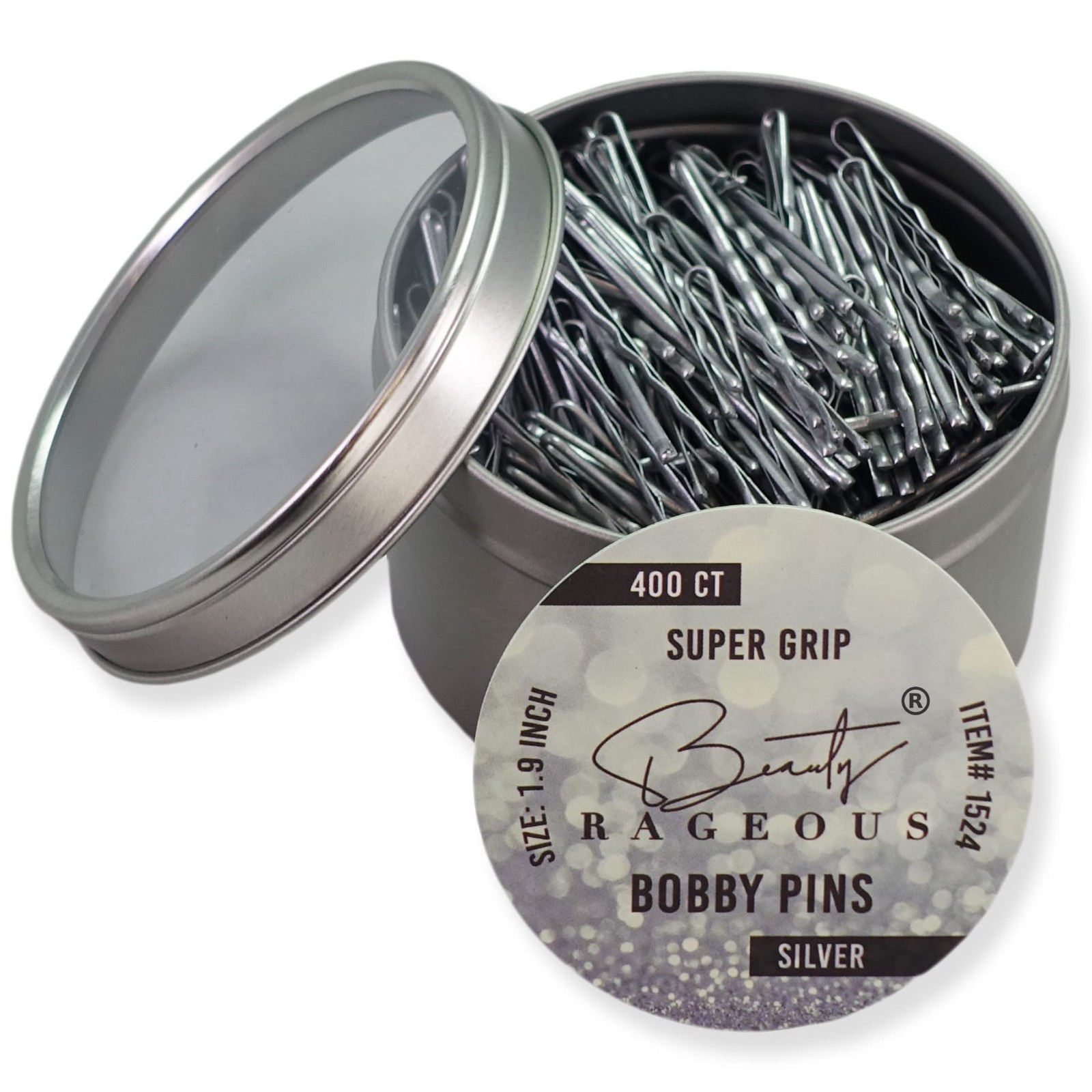 Super Grip Bobby Pins 1.9 Inch – Secure Hold for All Hair Types – 400 Count Tin