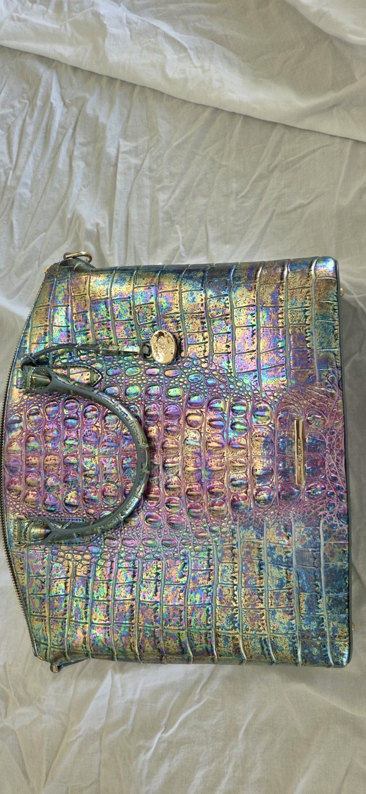 NWT Brahmin Large Duxbury Visionary Delphine Leather Satchel Metallic Shimmer